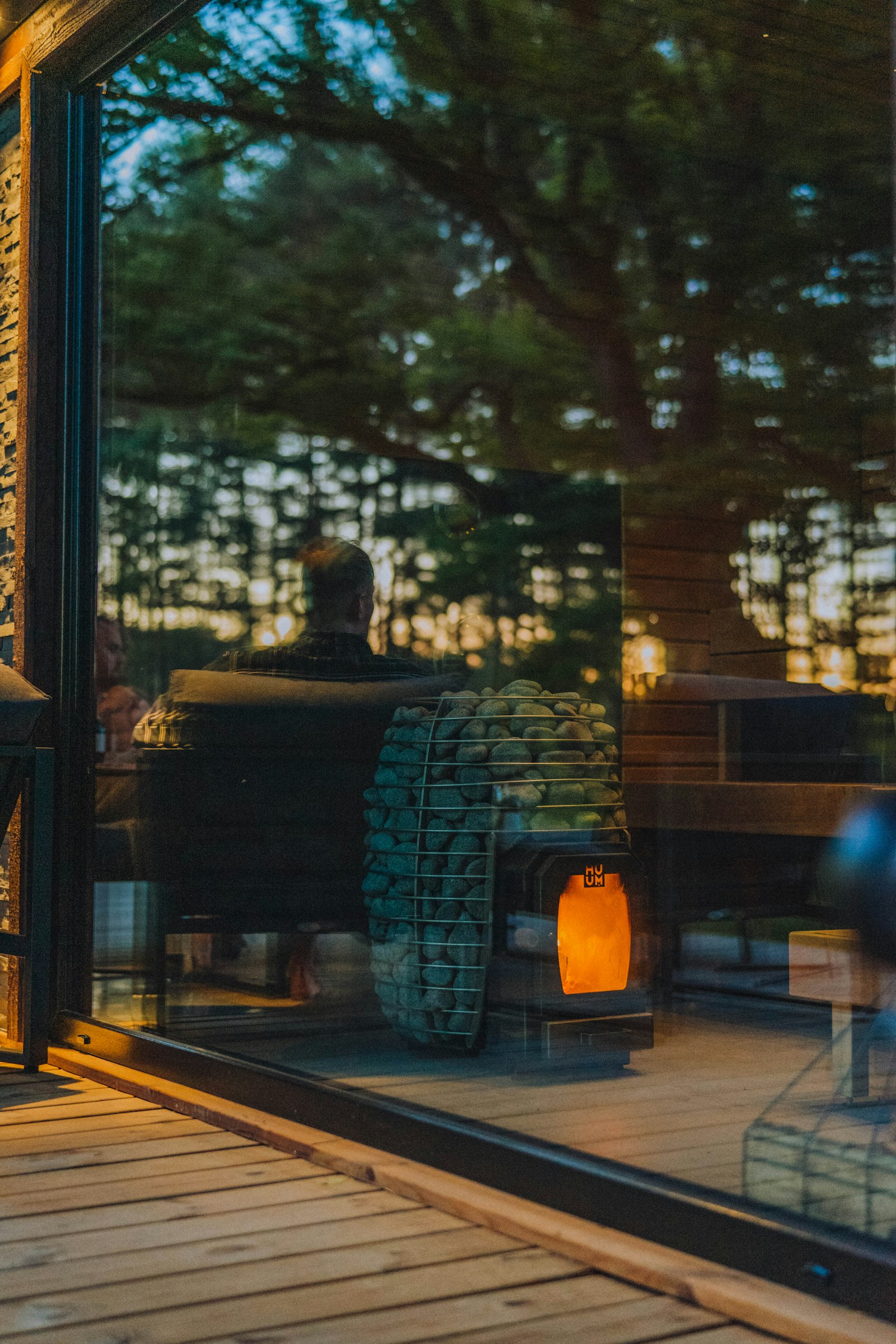 Gece ışıklı sauna kabini